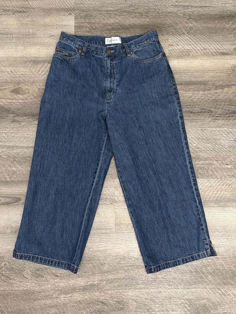 Jones Sport Women's Dark Wash Cropped Barrel Leg Jeans Size 10